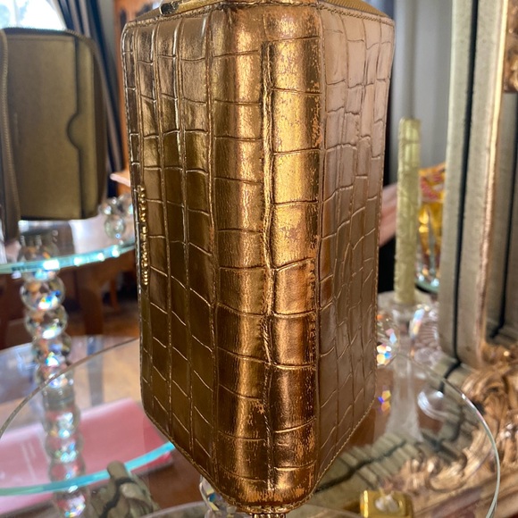 Michael Kors Gold Croc Embossed Leather Zip Wallet - Picture 4 of 6